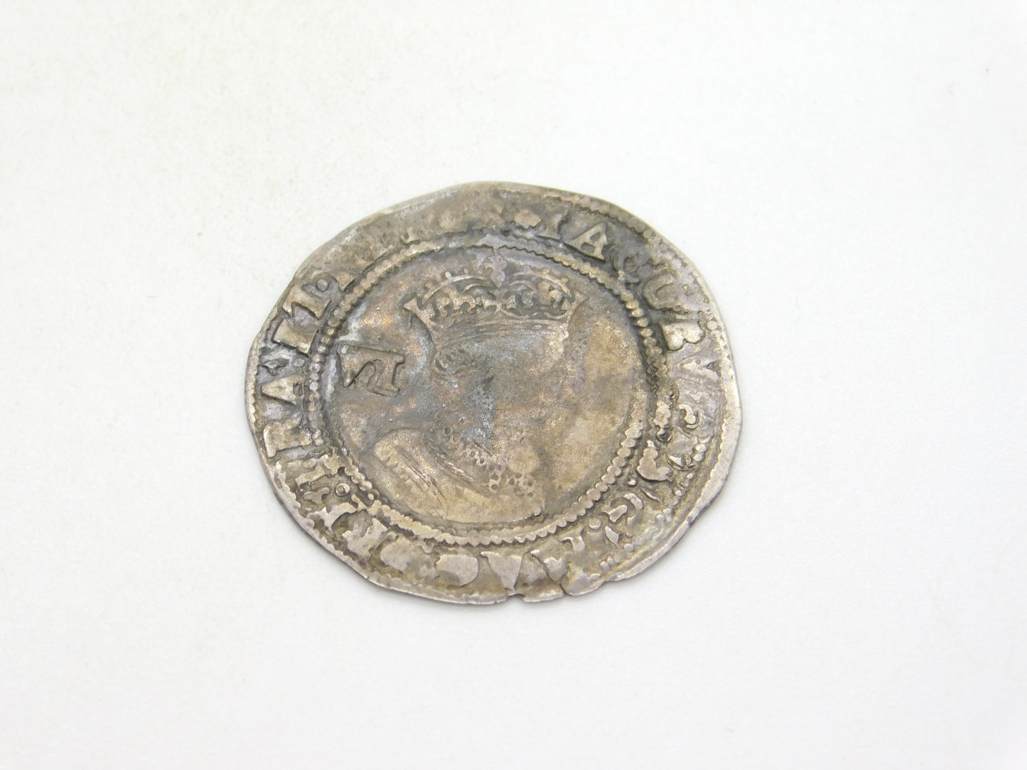 King James I English 2nd Bust Hammered Sixpence Coin 1604 Fair Condition Antique