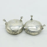 George III Pair of Sterling Silver Floral Pattern Salt Cellars Antique 1775 London