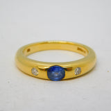 18ct Yellow Gold, 0.3ct Sapphire & Diamond Set Band Ring Vintage 1995 London