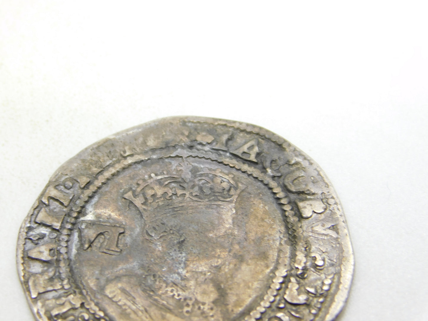 King James I English 2nd Bust Hammered Sixpence Coin 1604 Fair Condition Antique