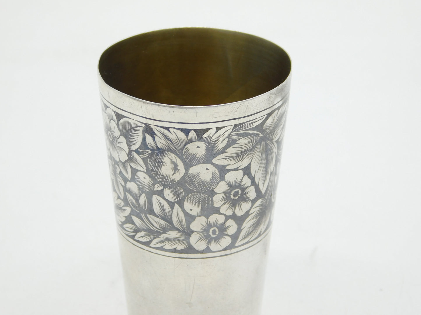 20th Century Russian .84 Zolotniks Silver Niello Enamel Beaker Antique c1920s