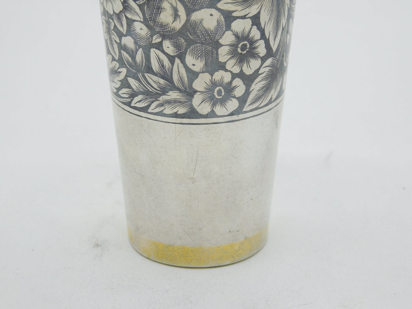 20th Century Russian .84 Zolotniks Silver Niello Enamel Beaker Antique c1920s