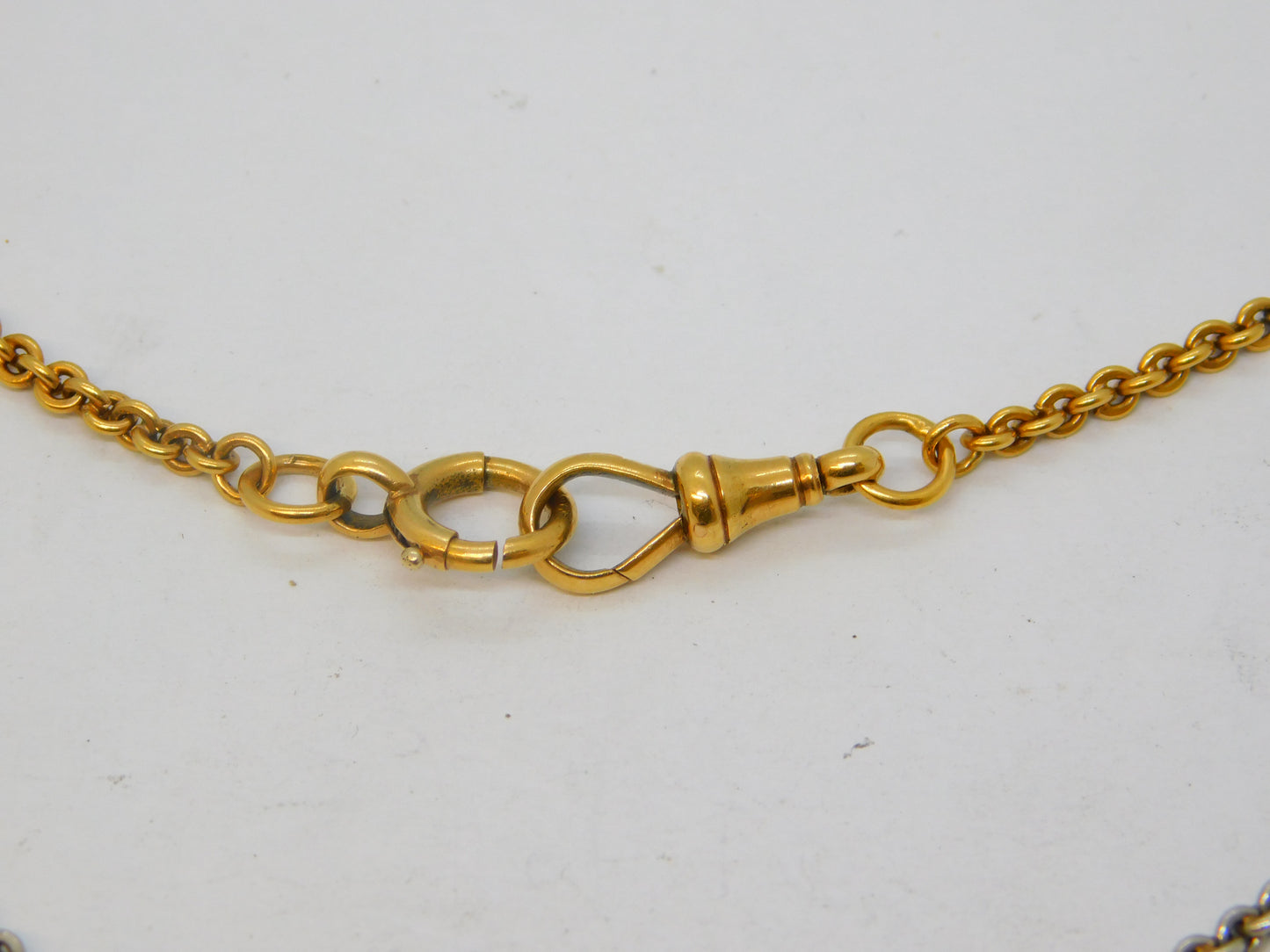 19th Century 18ct Yellow & White Gold Baton Link Watch Chain Antique c1890