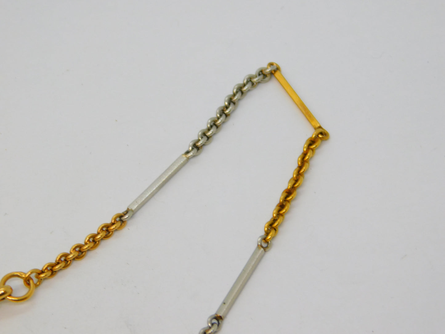 19th Century 18ct Yellow & White Gold Baton Link Watch Chain Antique c1890
