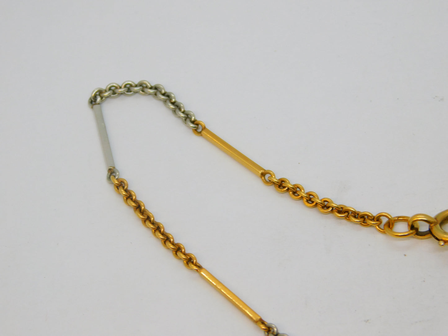 19th Century 18ct Yellow & White Gold Baton Link Watch Chain Antique c1890