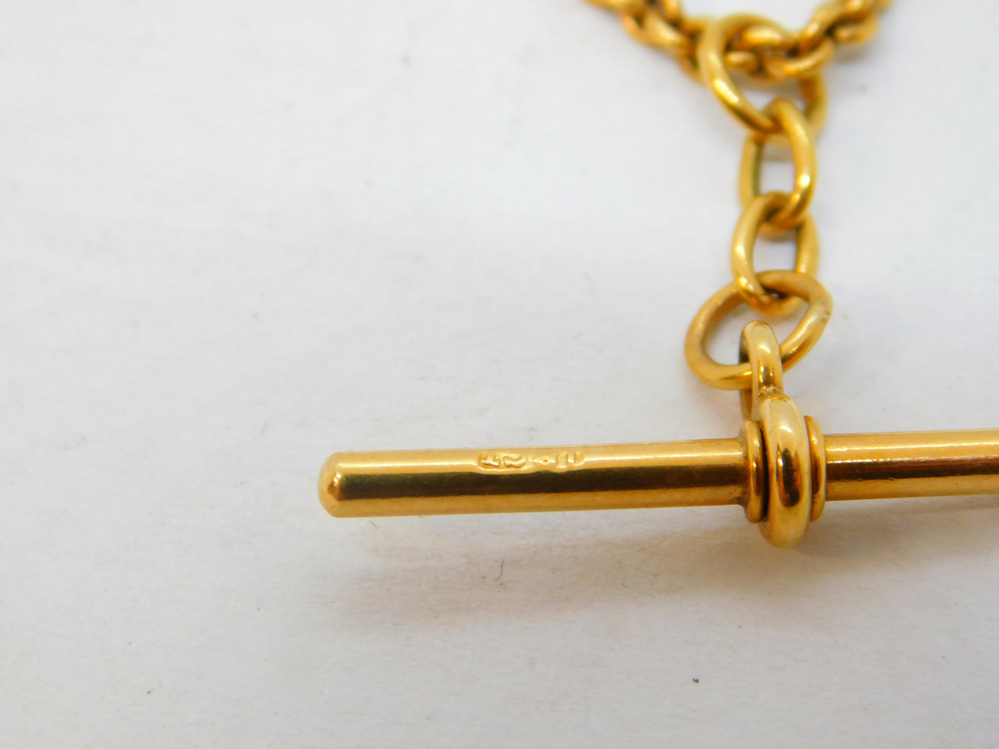 19th Century 18ct Yellow & White Gold Baton Link Watch Chain Antique c1890