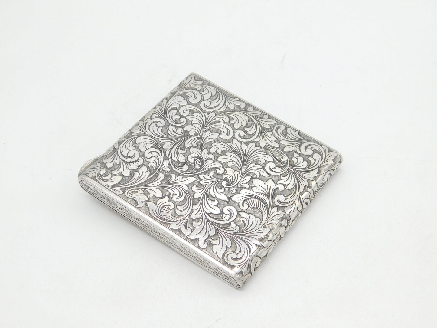 20th Century Italian .800 Silver Makeup Mirror Compact Antique c1940 Art Deco