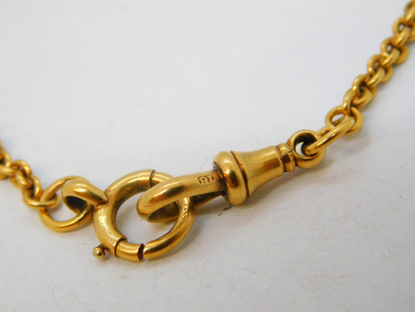 19th Century 18ct Yellow & White Gold Baton Link Watch Chain Antique c1890