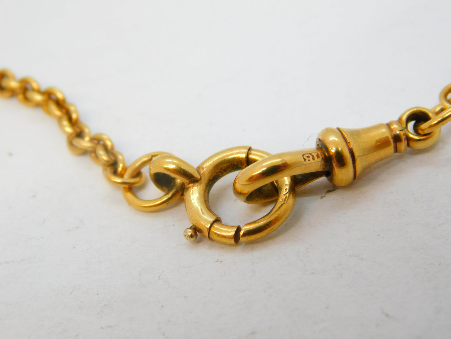 19th Century 18ct Yellow & White Gold Baton Link Watch Chain Antique c1890