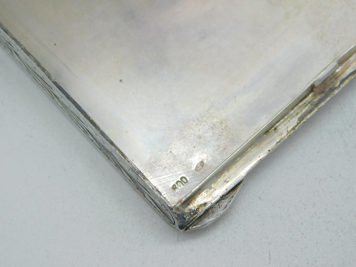 20th Century Italian .800 Silver Makeup Mirror Compact Antique c1940 Art Deco