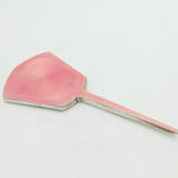 Sterling Silver Guilloche Pink Enamel Hand Mirror Antique 1937 Antique Deco