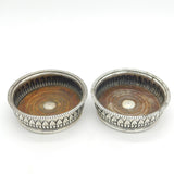George III Pair of Sterling Silver Fluted Wine Coasters Antique 1810 Sheffield