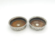 George III Pair of Sterling Silver Fluted Wine Coasters Antique 1810 Sheffield
