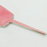 Sterling Silver Guilloche Pink Enamel Hand Mirror Antique 1937 Antique Deco