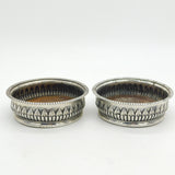 George III Pair of Sterling Silver Fluted Wine Coasters Antique 1810 Sheffield