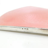 Sterling Silver Guilloche Pink Enamel Hand Mirror Antique 1937 Antique Deco