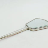 Sterling Silver Guilloche Pink Enamel Hand Mirror Antique 1937 Antique Deco
