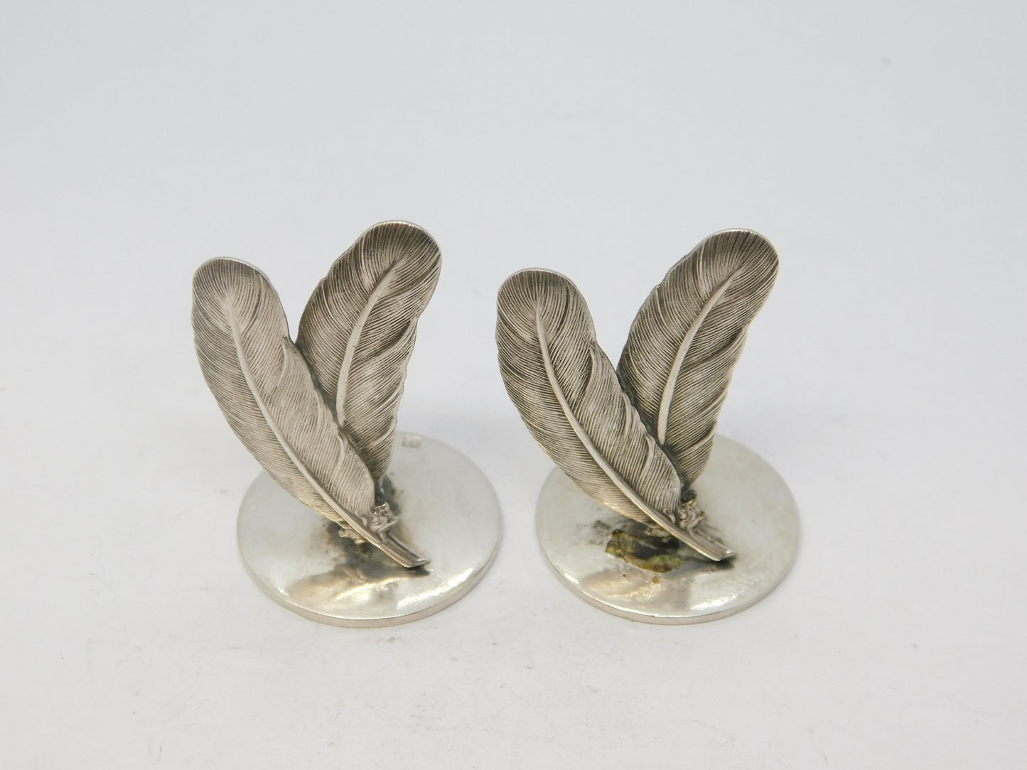 19th Century Pair of Sterling Silver Quill Form Menu Holders Antique c1890