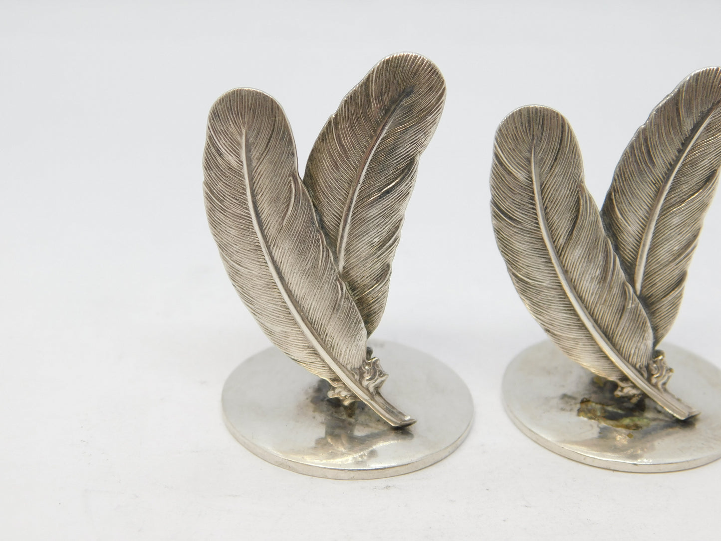 19th Century Pair of Sterling Silver Quill Form Menu Holders Antique c1890
