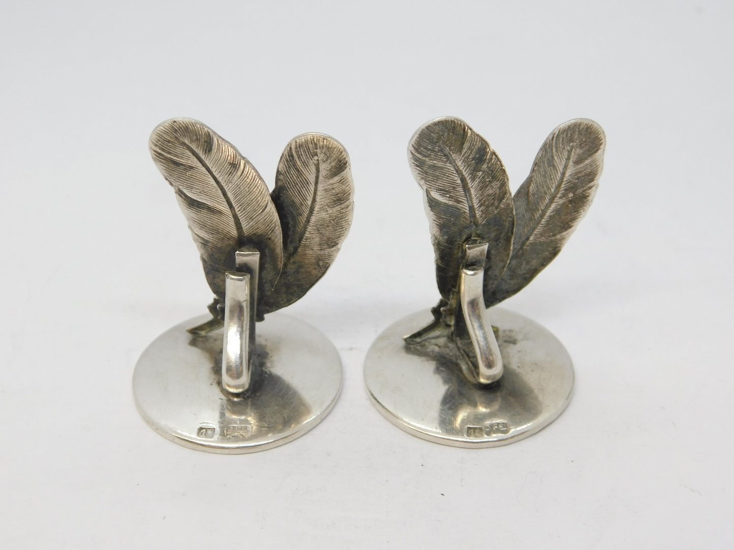 19th Century Pair of Sterling Silver Quill Form Menu Holders Antique c1890