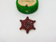 19th Century Austrian 8ct Gold & Bohemian Garnet Star Brooch Antique c1860