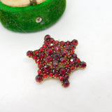 19th Century Austrian 8ct Gold & Bohemian Garnet Star Brooch Antique c1860