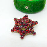 19th Century Austrian 8ct Gold & Bohemian Garnet Star Brooch Antique c1860