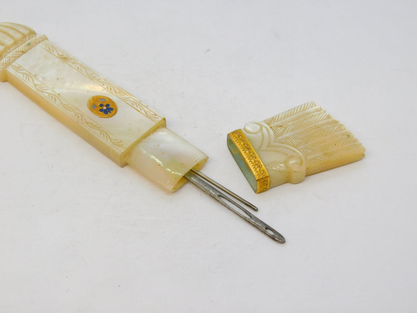 18th Century French Pearl, Gold, Enamel Palais Royal Etui Needle Case Antique c1790