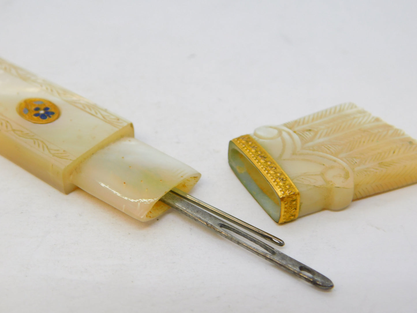 18th Century French Pearl, Gold, Enamel Palais Royal Etui Needle Case Antique c1790