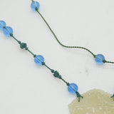 19th Century Large Chinese Carved Green Jade Blue Glass Necklace Antique c1890