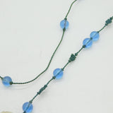 19th Century Large Chinese Carved Green Jade Blue Glass Necklace Antique c1890