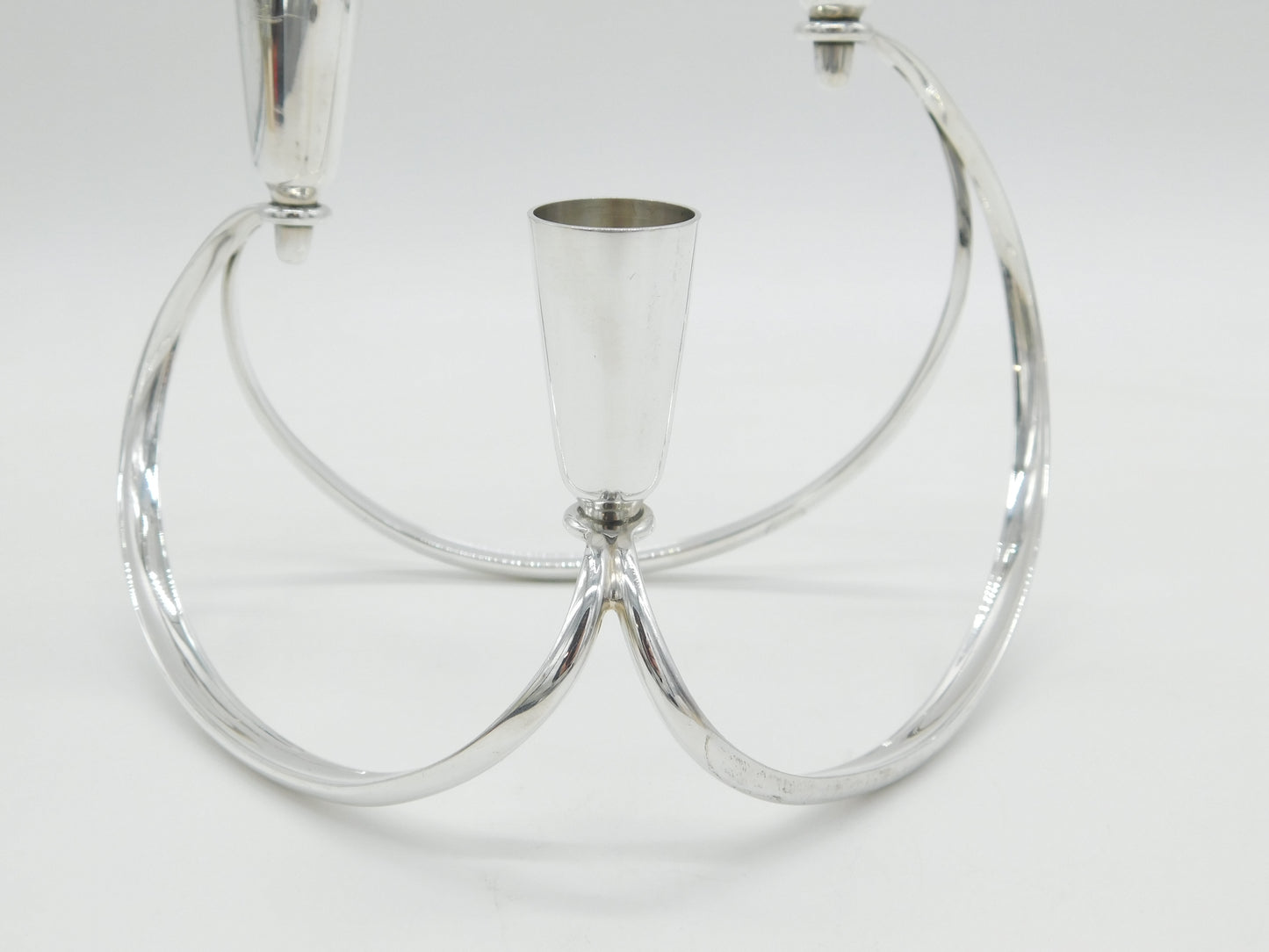 Danish Sterling Silver Modernist Three-Branch Candelabra Vintage c1970 by Cohr