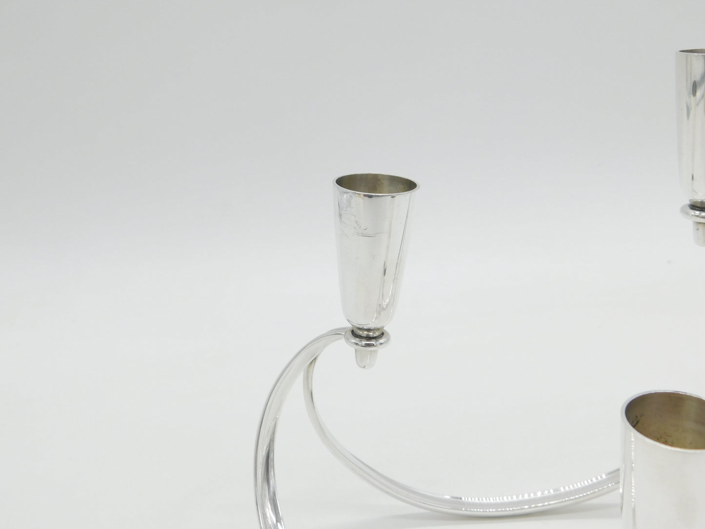 Danish Sterling Silver Modernist Three-Branch Candelabra Vintage c1970 by Cohr