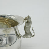 Sterling Silver Cat Kitten Handled Sugar Bowl Vintage 1994 Garrard & Co. London