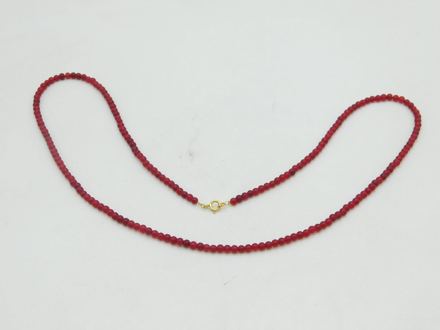 9ct Yellow Gold & Beaded Garnet Dress Necklace Vintage c1970 72cm Length