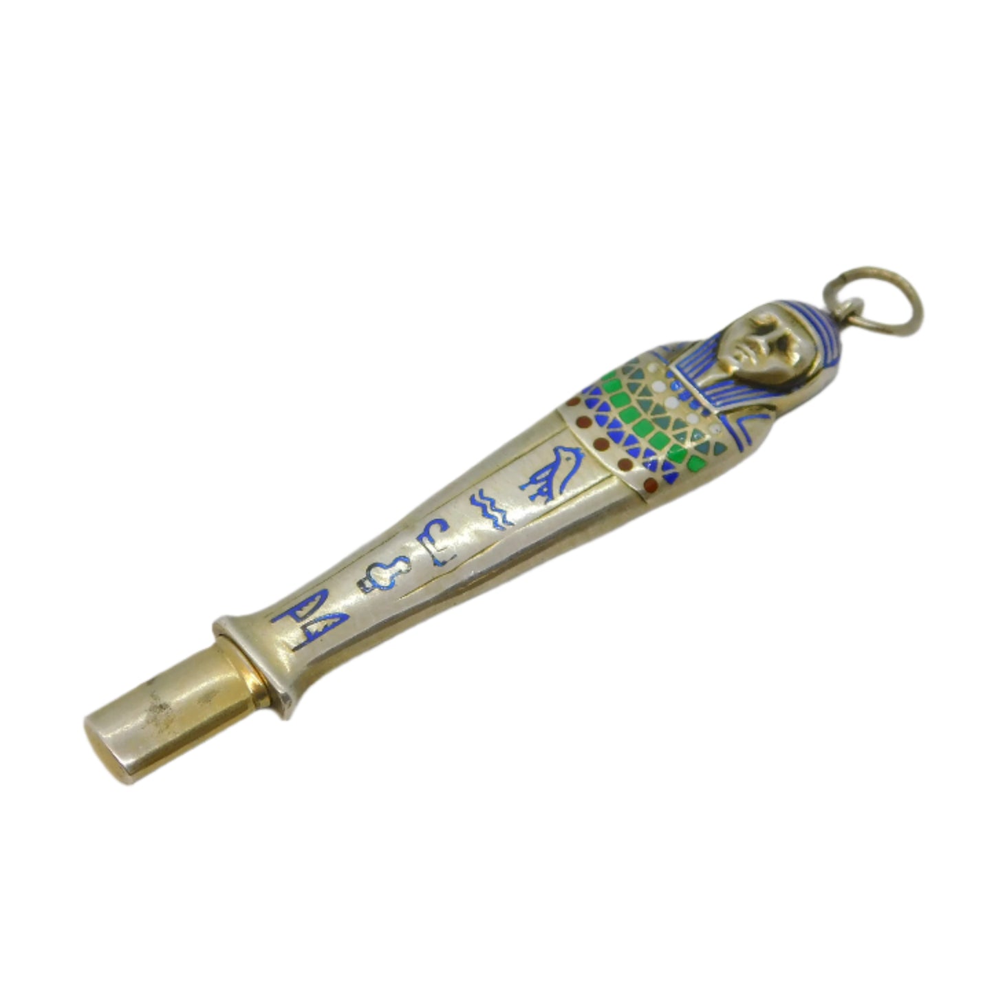 20th Century Egyptian .800 Silver Pharoah Pencil Fob Pendant Antique c1920