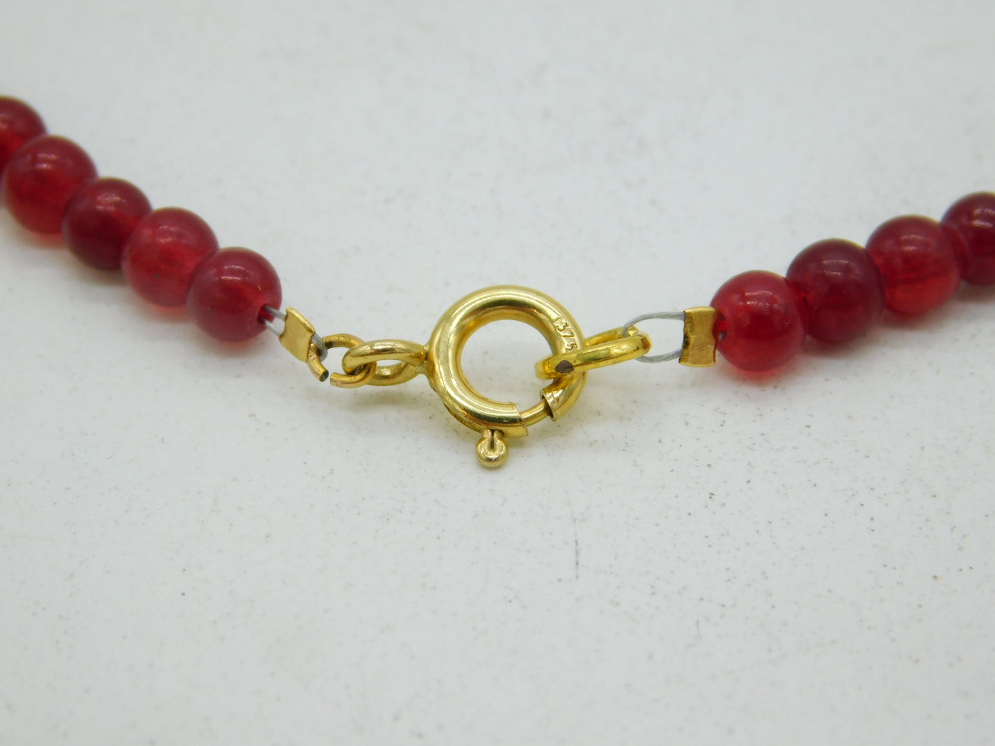 9ct Yellow Gold & Beaded Garnet Dress Necklace Vintage c1970 72cm Length