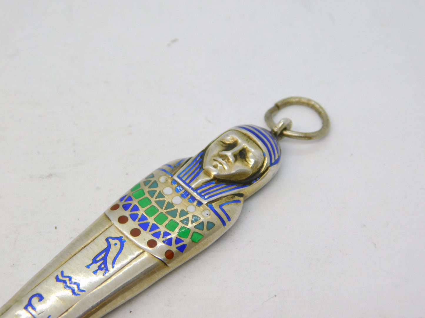 20th Century Egyptian .800 Silver Pharoah Pencil Fob Pendant Antique c1920