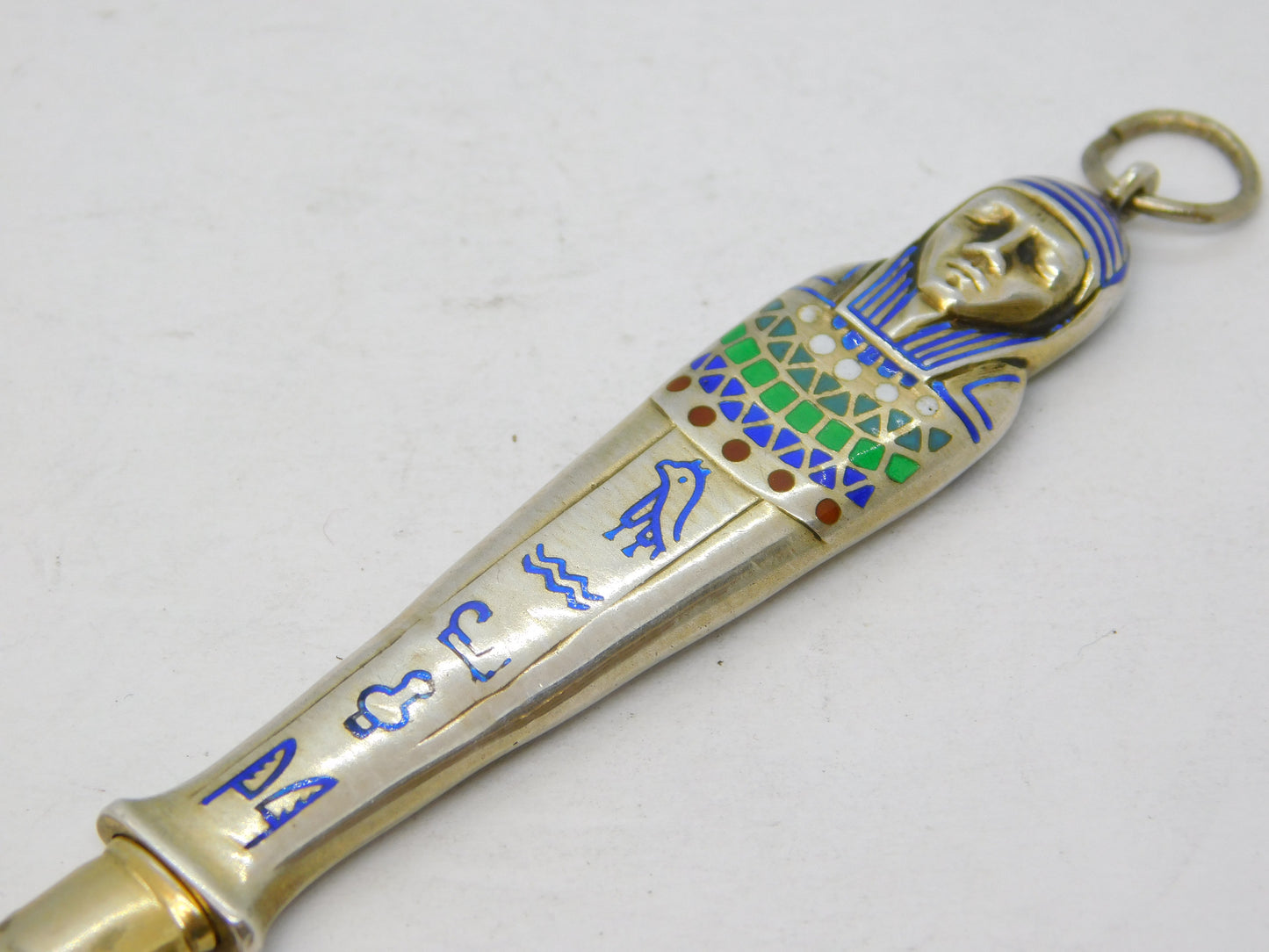 20th Century Egyptian .800 Silver Pharoah Pencil Fob Pendant Antique c1920