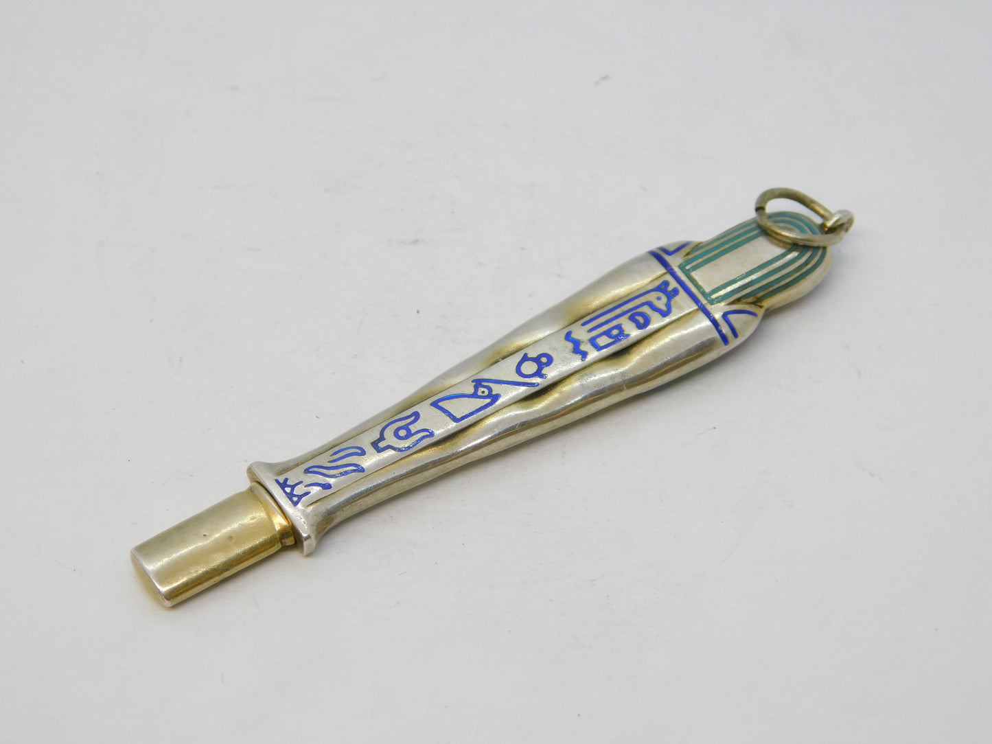 20th Century Egyptian .800 Silver Pharoah Pencil Fob Pendant Antique c1920
