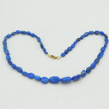 9ct Yellow Gold Graduating Lapis Lazuli Necklace Vintage c1970 46cm Length