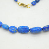 9ct Yellow Gold Graduating Lapis Lazuli Necklace Vintage c1970 46cm Length