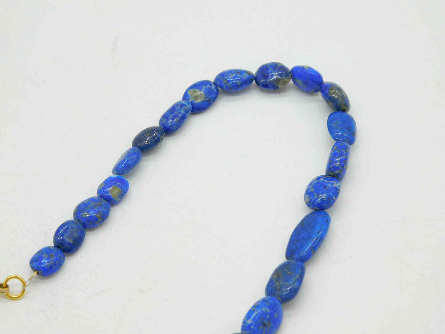 9ct Yellow Gold Graduating Lapis Lazuli Necklace Vintage c1970 46cm Length