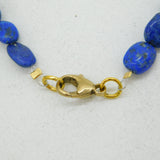 9ct Yellow Gold Graduating Lapis Lazuli Necklace Vintage c1970 46cm Length