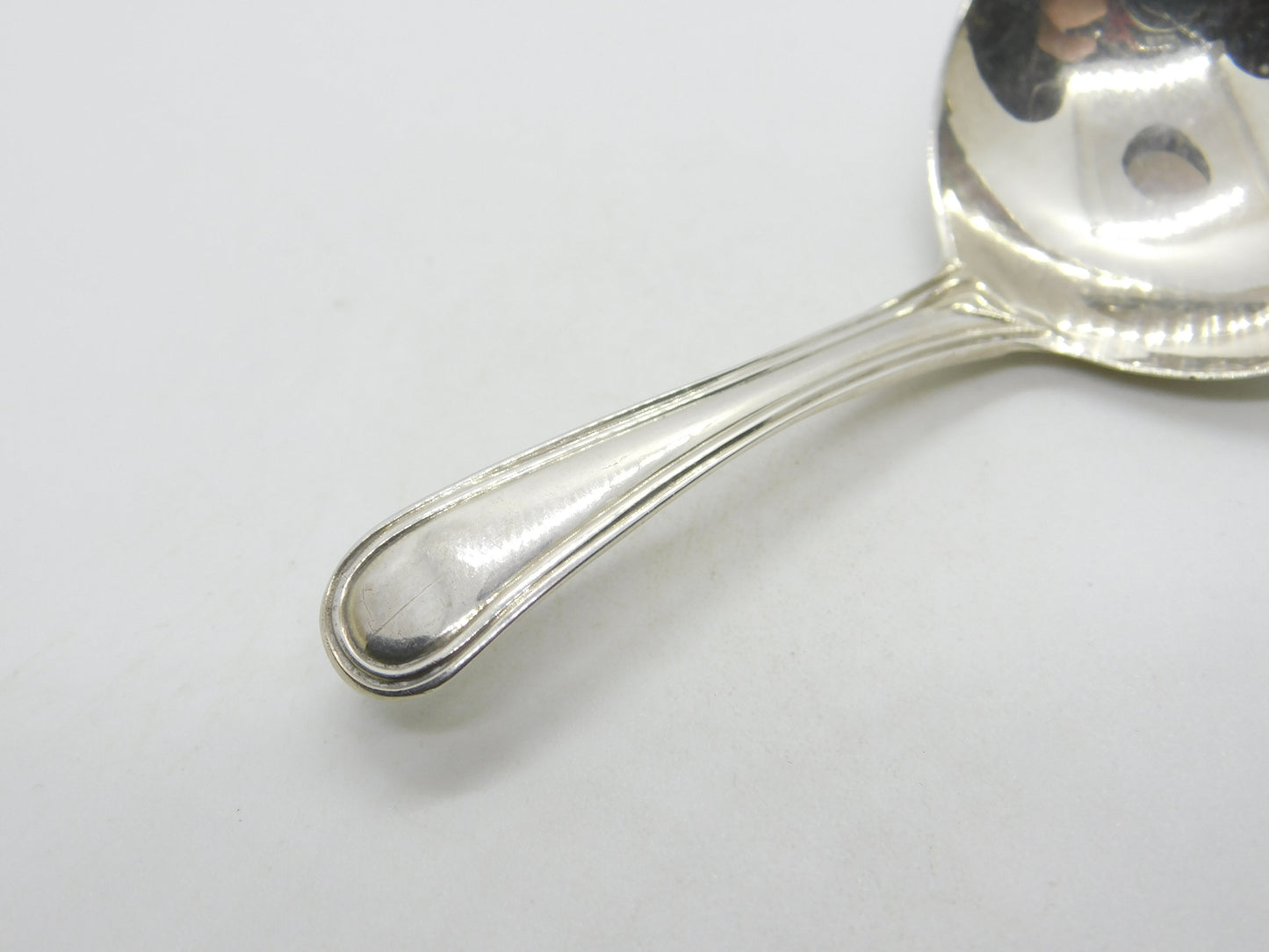 George III Sterling Silver Lined Pattern Tea Caddy Spoon Antique 1813 London