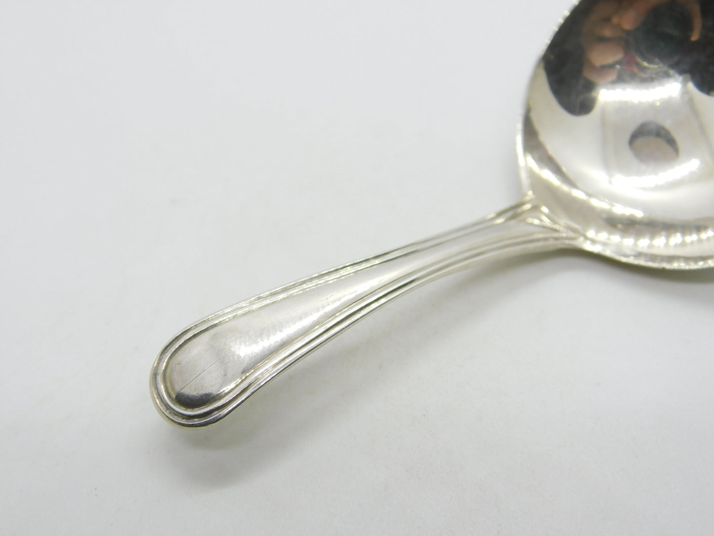 George III Sterling Silver Lined Pattern Tea Caddy Spoon Antique 1813 London