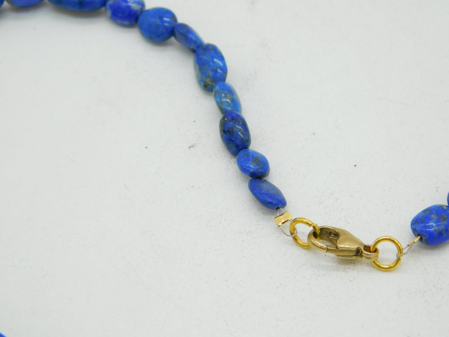 9ct Yellow Gold Graduating Lapis Lazuli Necklace Vintage c1970 46cm Length