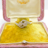18ct Yellow Gold & 0.2ct Diamond Platinum Set Crossover Ring c1930 Art Deco