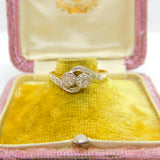 18ct Yellow Gold & 0.2ct Diamond Platinum Set Crossover Ring c1930 Art Deco