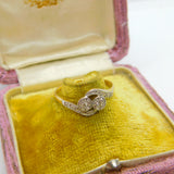 18ct Yellow Gold & 0.2ct Diamond Platinum Set Crossover Ring c1930 Art Deco